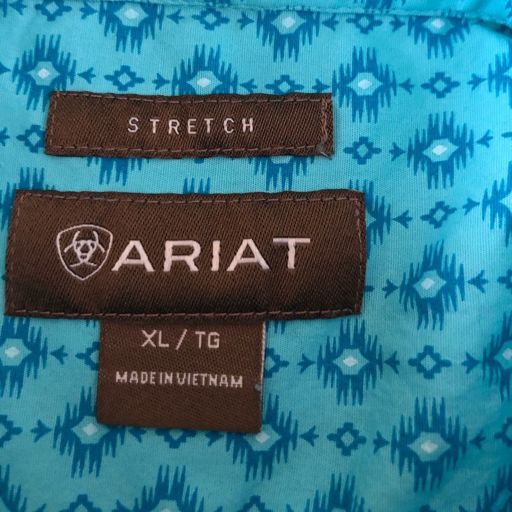 Ariat Blue Patterned Casual Button Down Shirt - image 3
